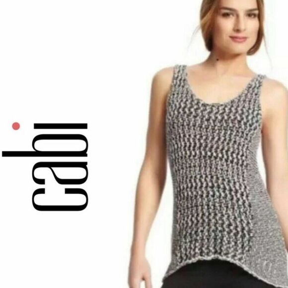 CAbi Black and White Textured Knit Tank Top - Picture 7 of 7